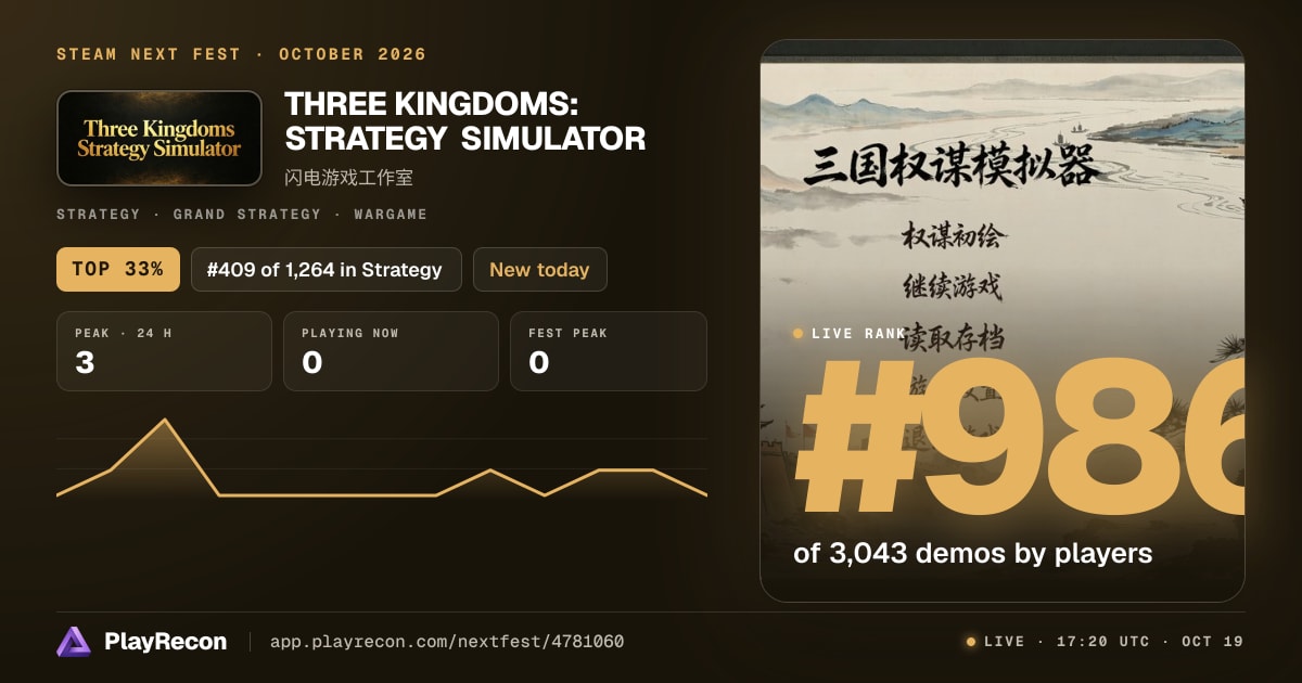 THREE KINGDOMS: STRATEGY SIMULATOR in Steam Next Fest