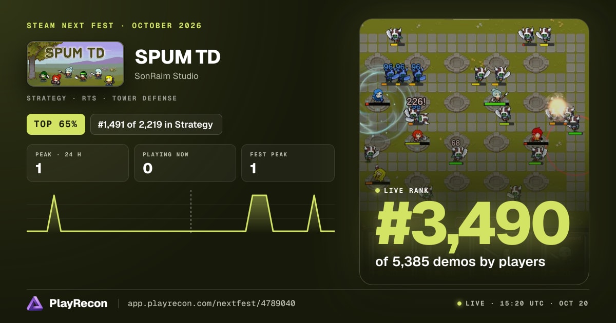 SPUM TD in Steam Next Fest