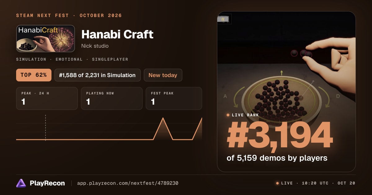 Hanabi Craft im Steam Next Fest