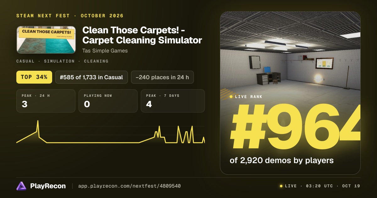 Clean Those Carpets! - Carpet Cleaning Simulator in Steam Next Fest
