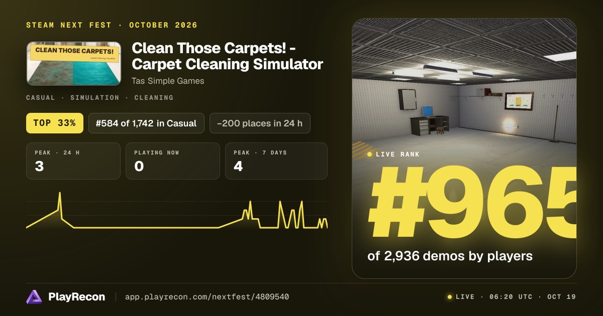Clean Those Carpets! - Carpet Cleaning Simulator im Steam Next Fest