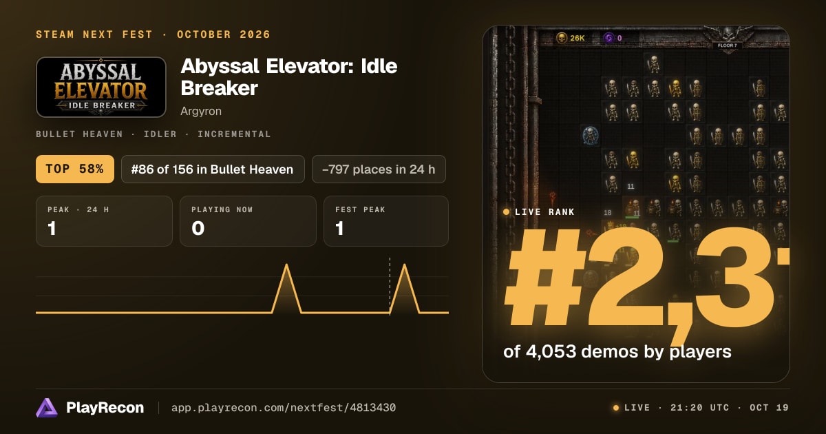 Abyssal Elevator: Idle Breaker en el Steam Next Fest