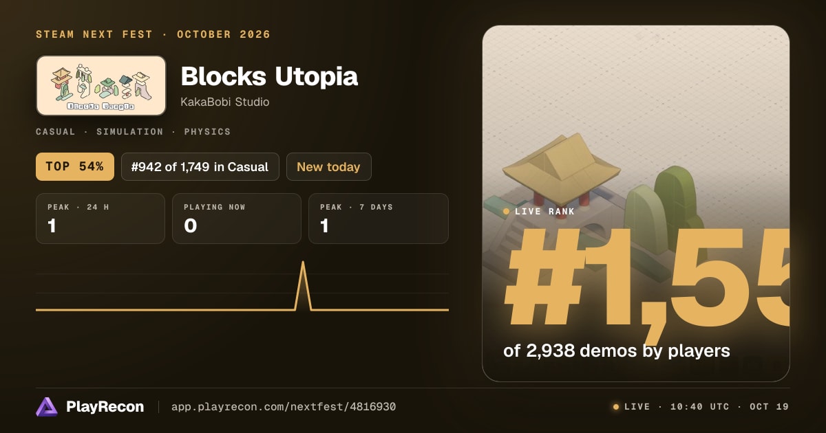 Blocks Utopia en el Steam Next Fest