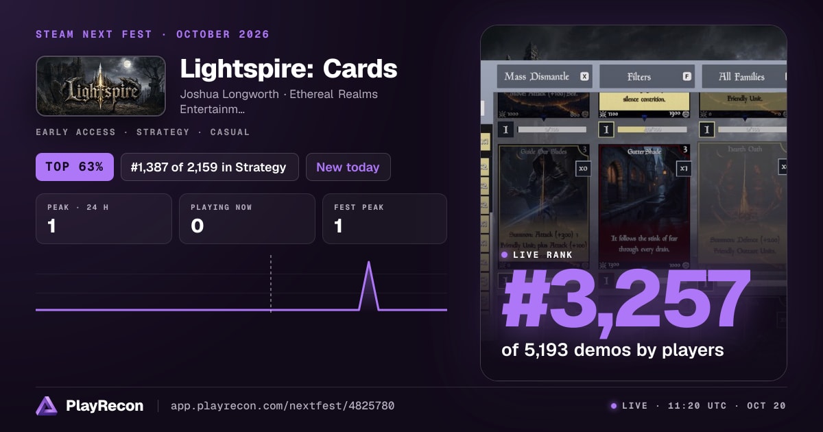 Lightspire: Cards im Steam Next Fest