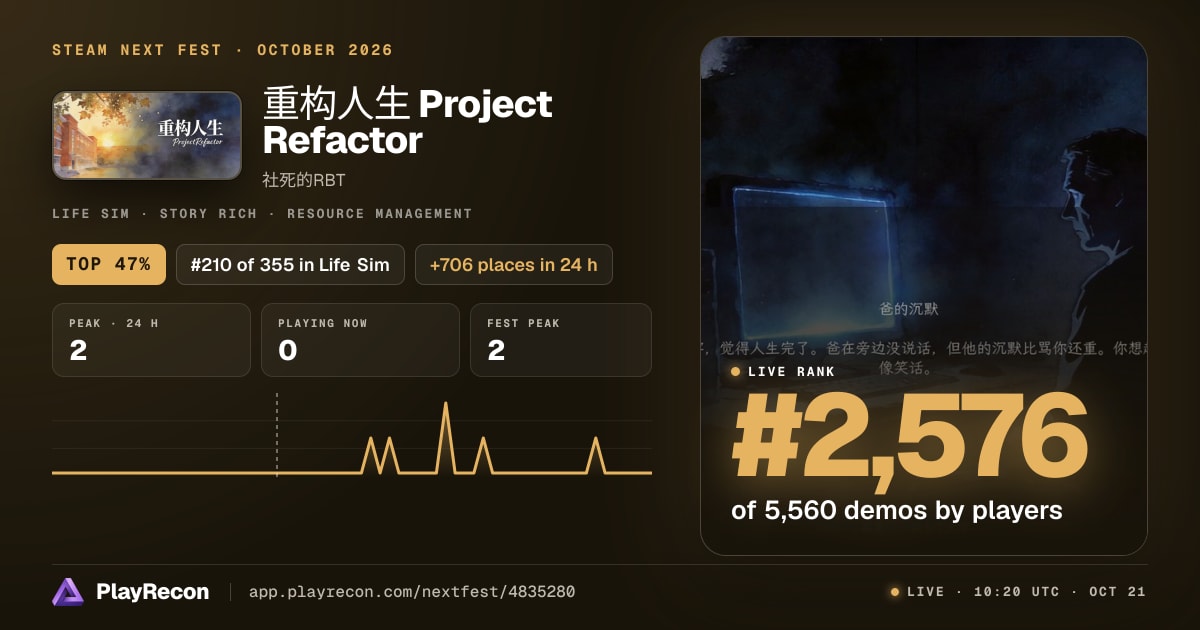重构人生 Project Refactor im Steam Next Fest