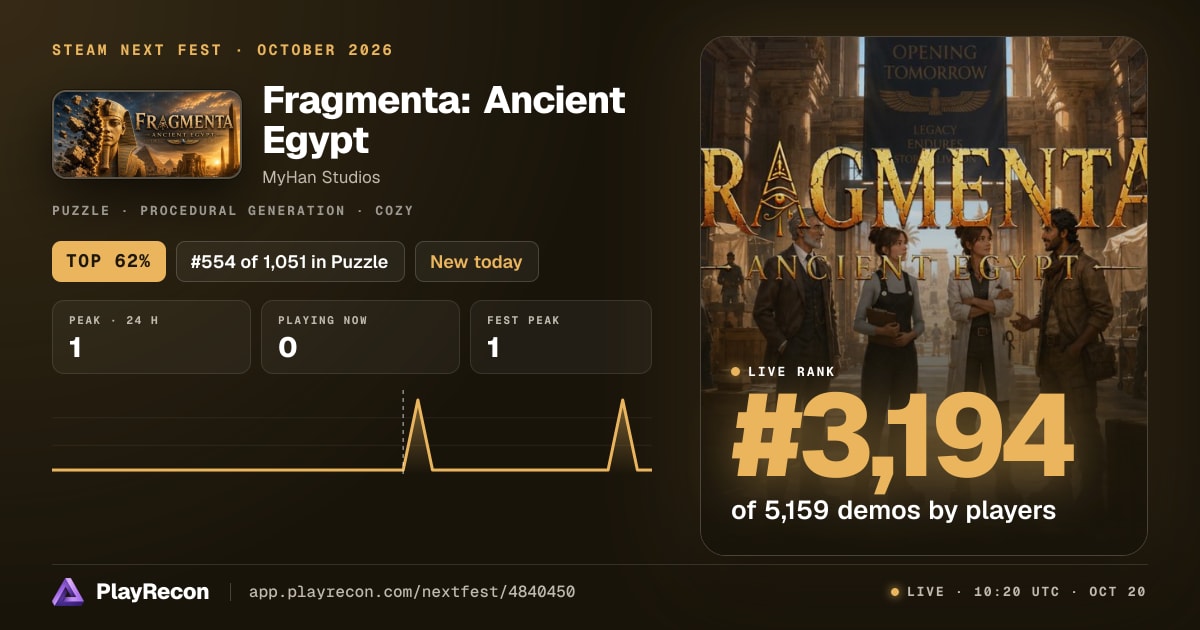 Fragmenta: Ancient Egypt in Steam Next Fest