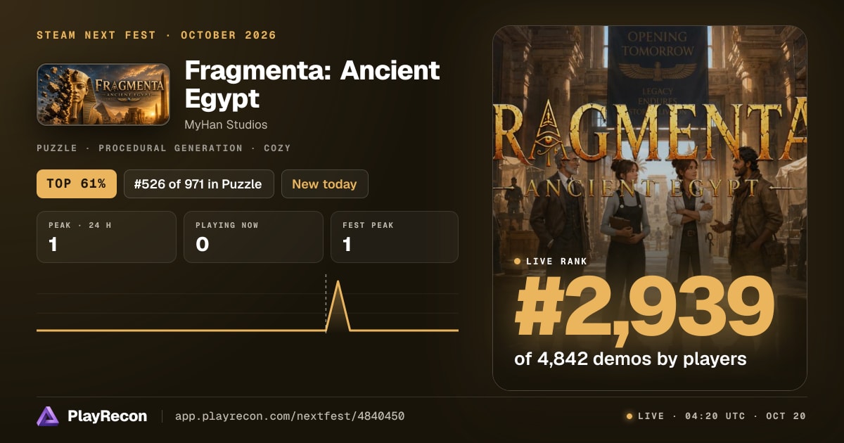 Fragmenta: Ancient Egypt im Steam Next Fest