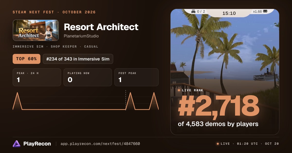 Resort Architect im Steam Next Fest