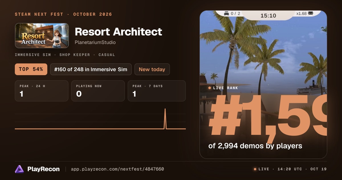 Resort Architect in Steam Next Fest