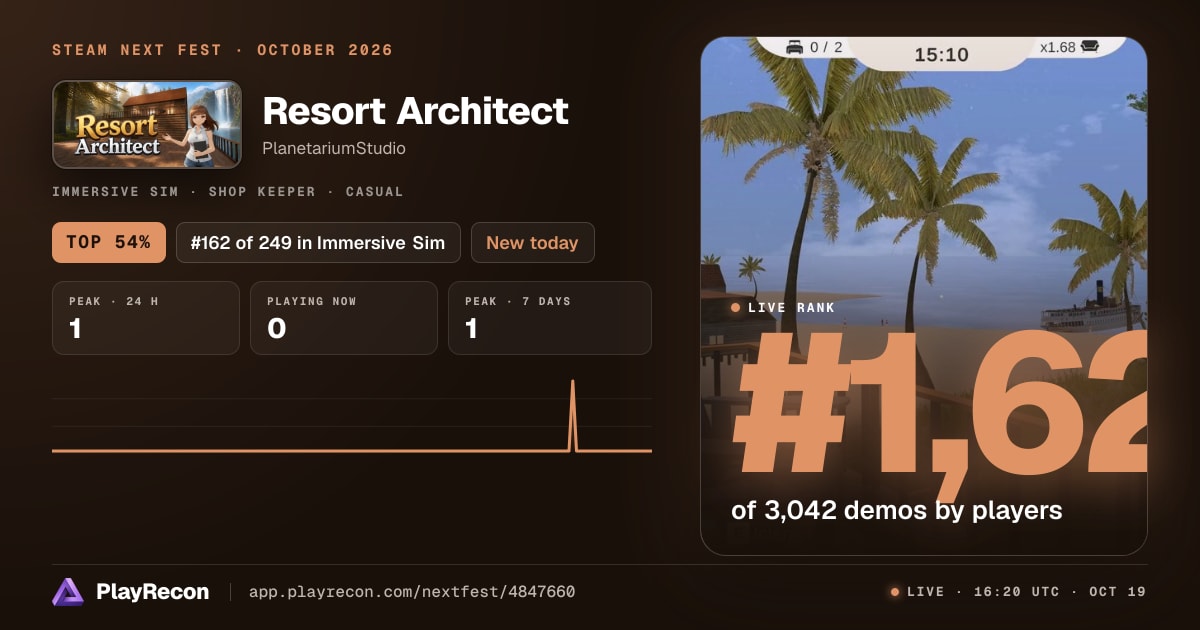 Resort Architect au Steam Next Fest