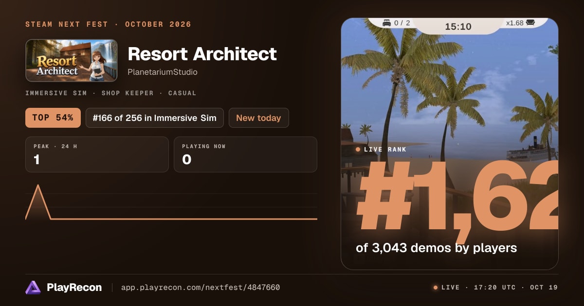 Resort Architect allo Steam Next Fest