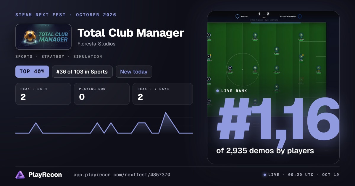 Total Club Manager in Steam Next Fest