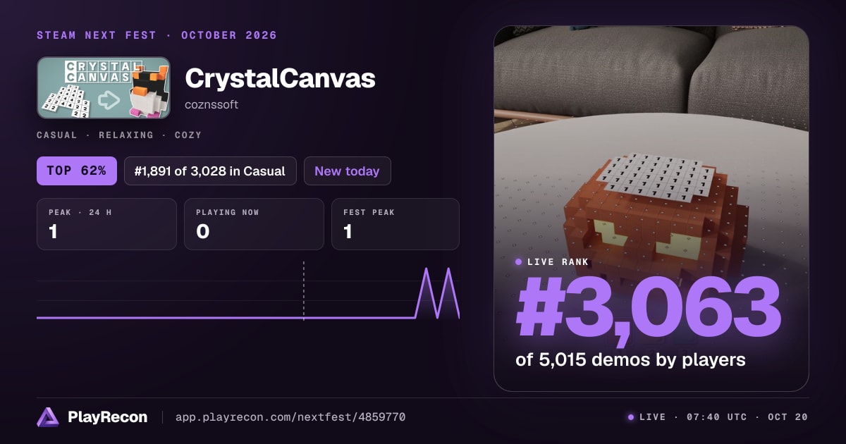 CrystalCanvas in Steam Next Fest