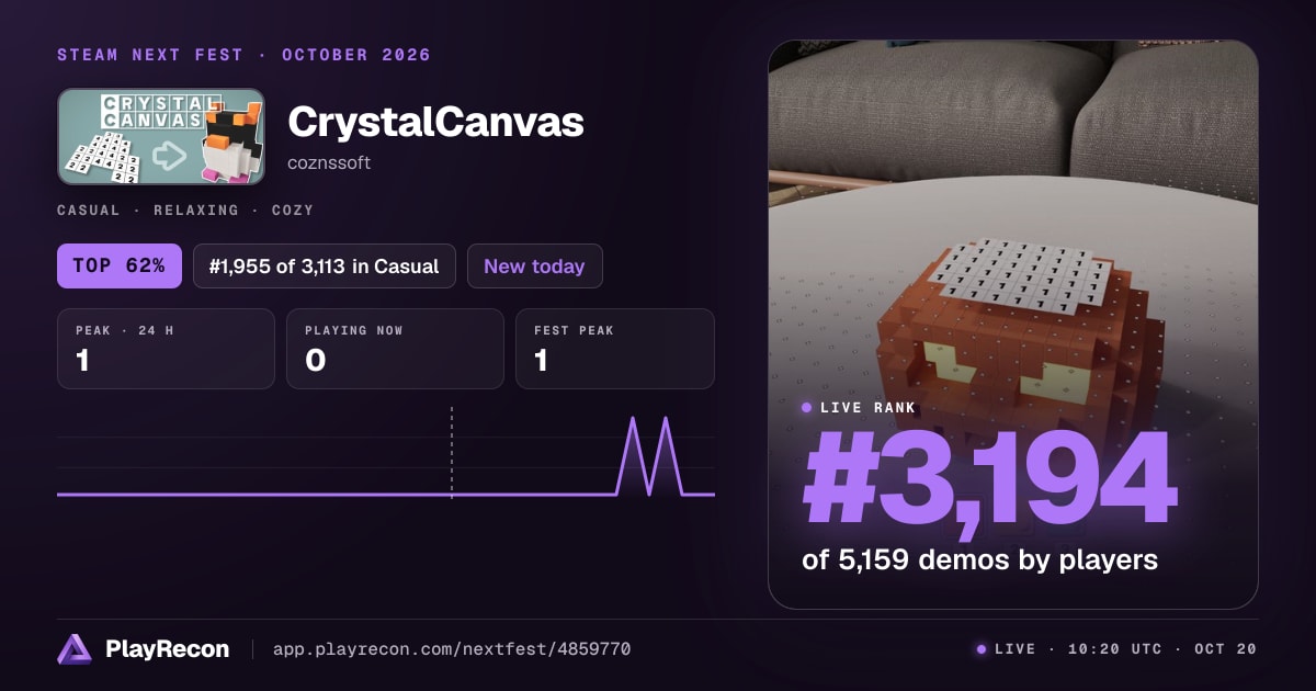 CrystalCanvas en el Steam Next Fest