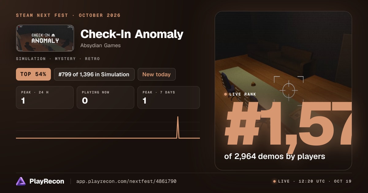 Check-In Anomaly allo Steam Next Fest
