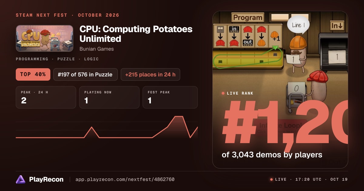 CPU: Computing Potatoes Unlimited in Steam Next Fest