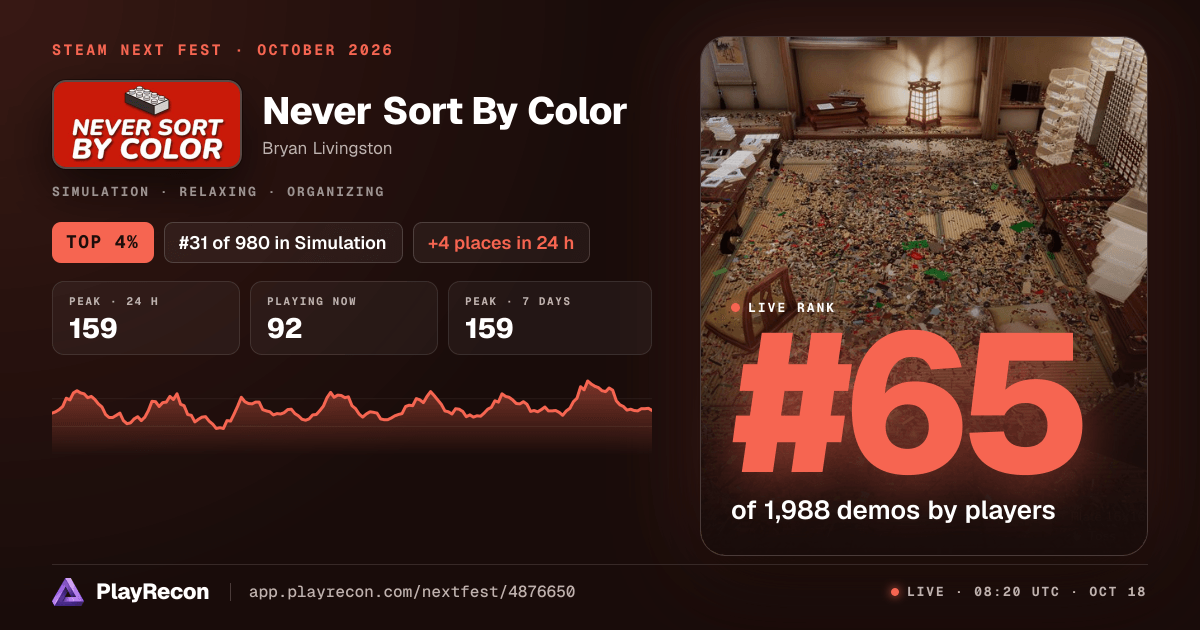 Never Sort By Color на Steam Next Fest