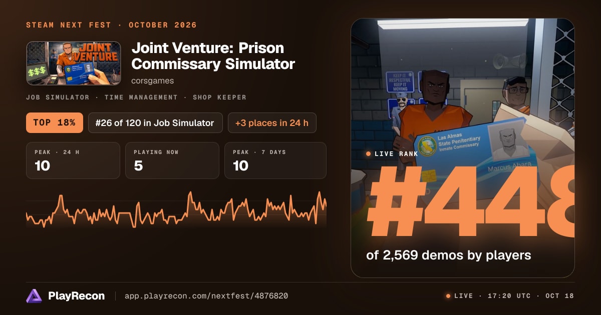 Joint Venture: Prison Commissary Simulator in Steam Next Fest
