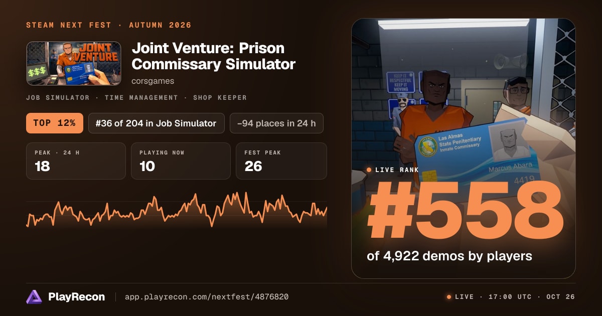 Joint Venture: Prison Commissary Simulator in Steam Next Fest