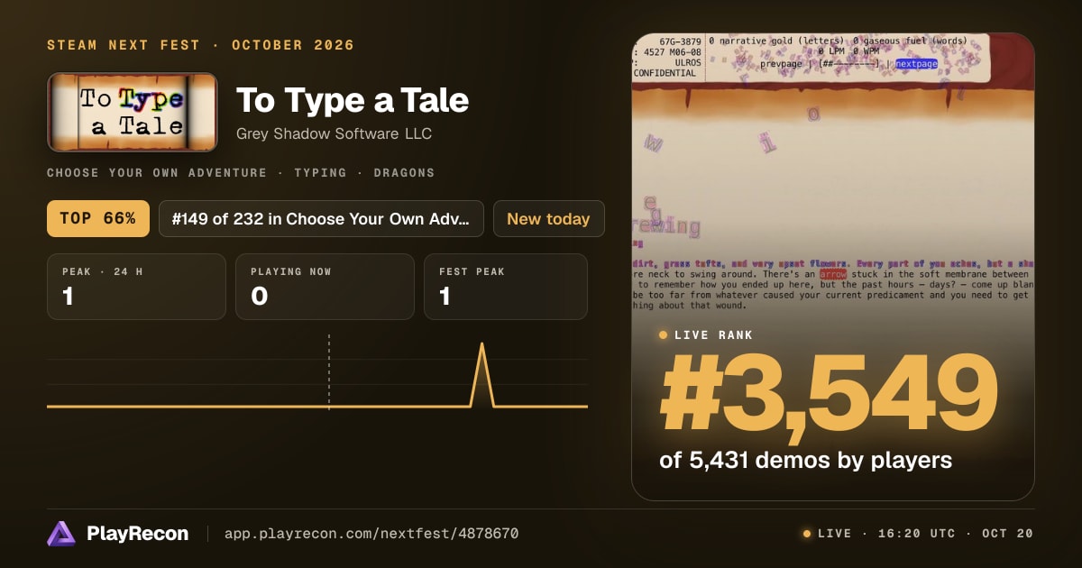 To Type a Tale in Steam Next Fest