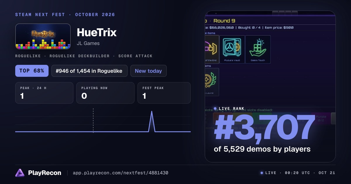 HueTrix на Steam Next Fest