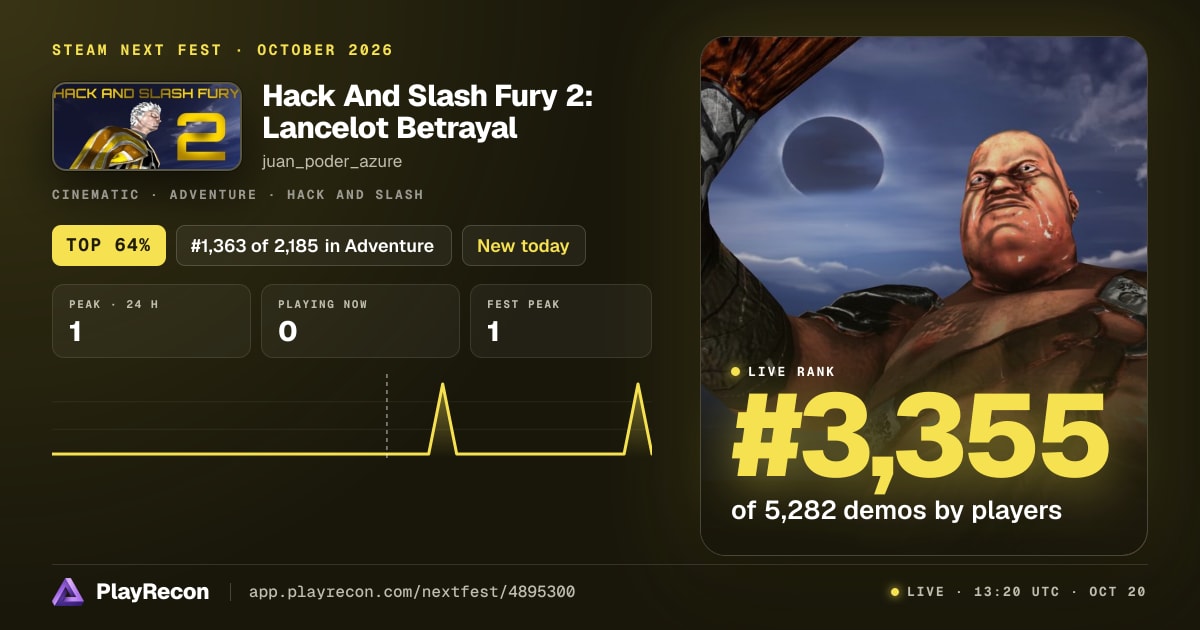 Hack And Slash Fury 2: Lancelot Betrayal in Steam Next Fest