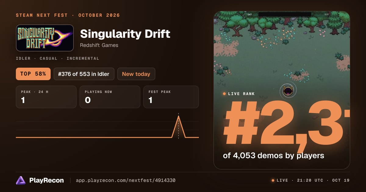 Singularity Drift in Steam Next Fest