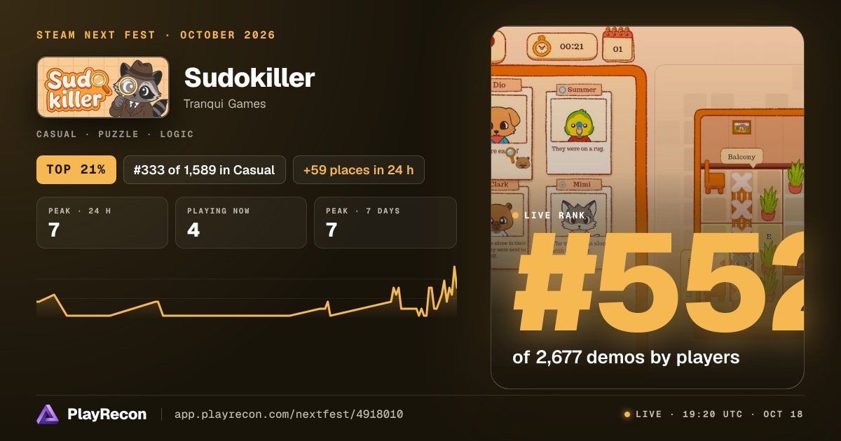 Sudokiller in Steam Next Fest