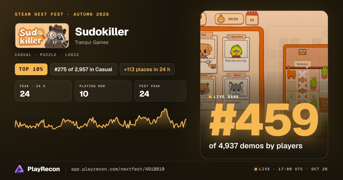 Sudokiller in Steam Next Fest