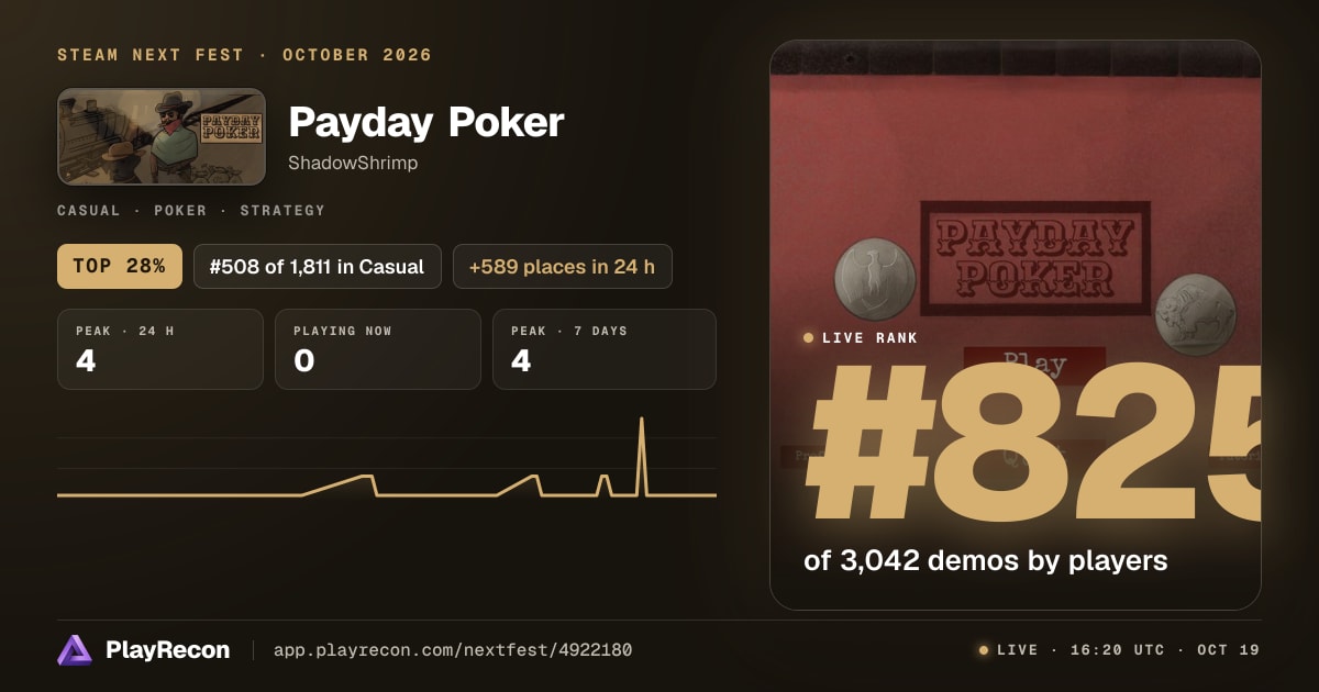 Payday Poker au Steam Next Fest