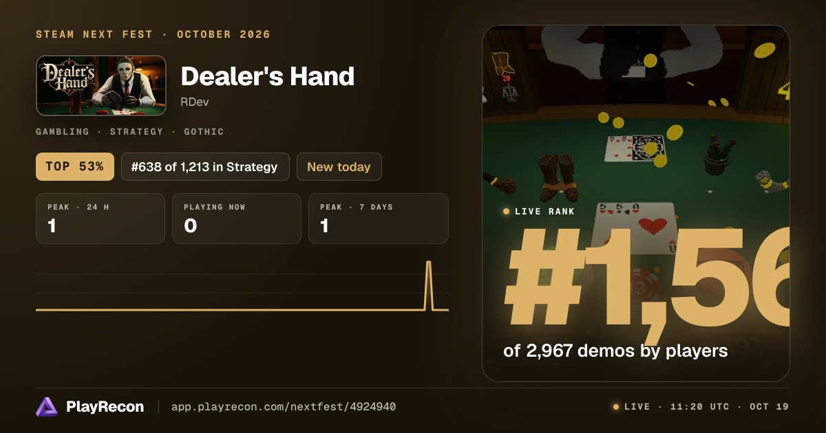 Dealer's Hand allo Steam Next Fest