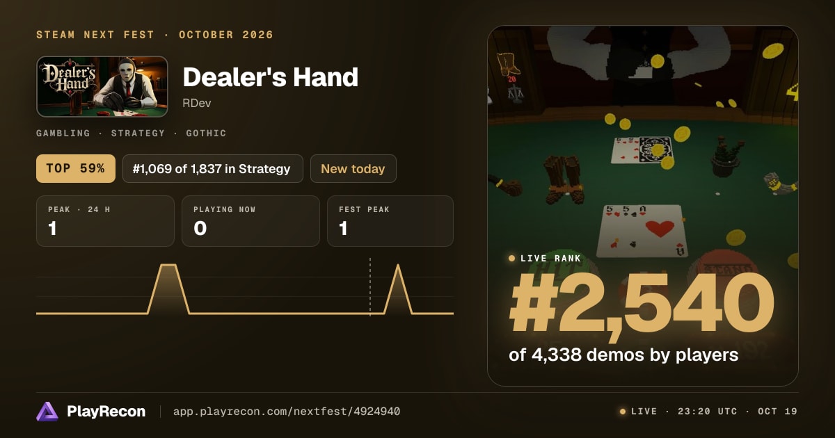 Dealer's Hand in Steam Next Fest