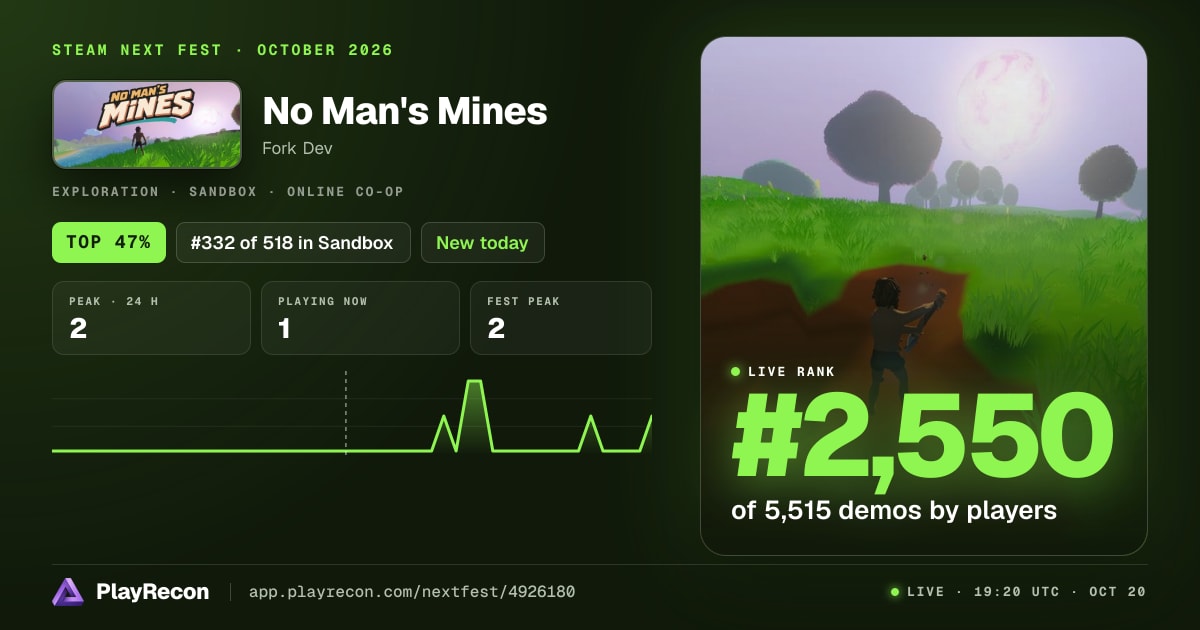 No Man's Mines in Steam Next Fest