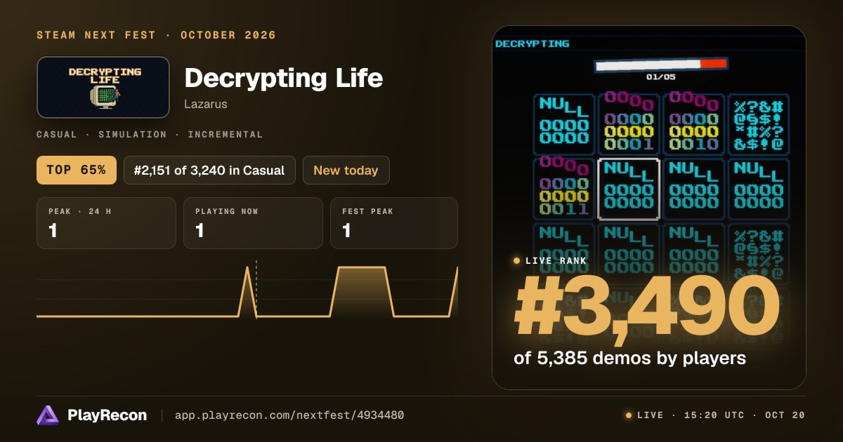 Decrypting Life на Steam Next Fest