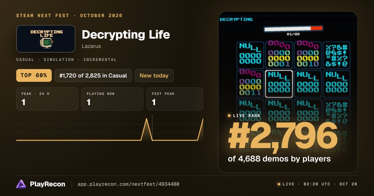 Decrypting Life im Steam Next Fest