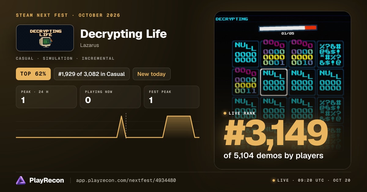 Decrypting Life au Steam Next Fest