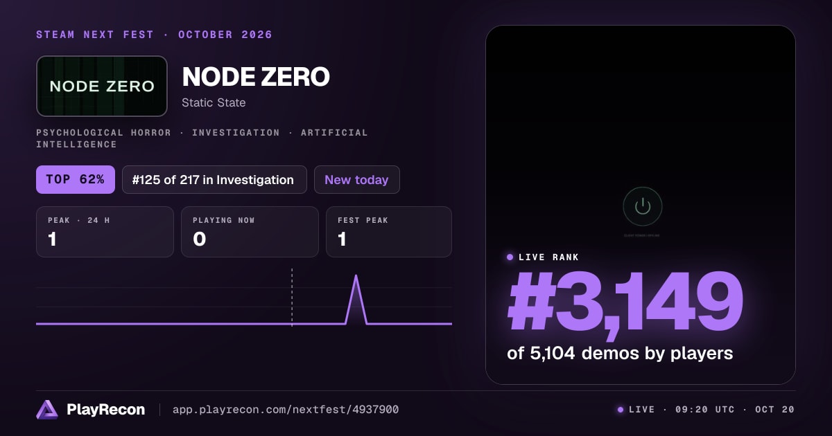 NODE ZERO in Steam Next Fest