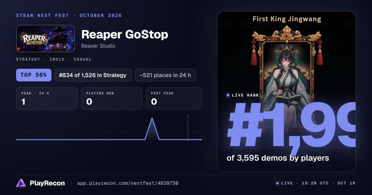 Reaper GoStop in Steam Next Fest