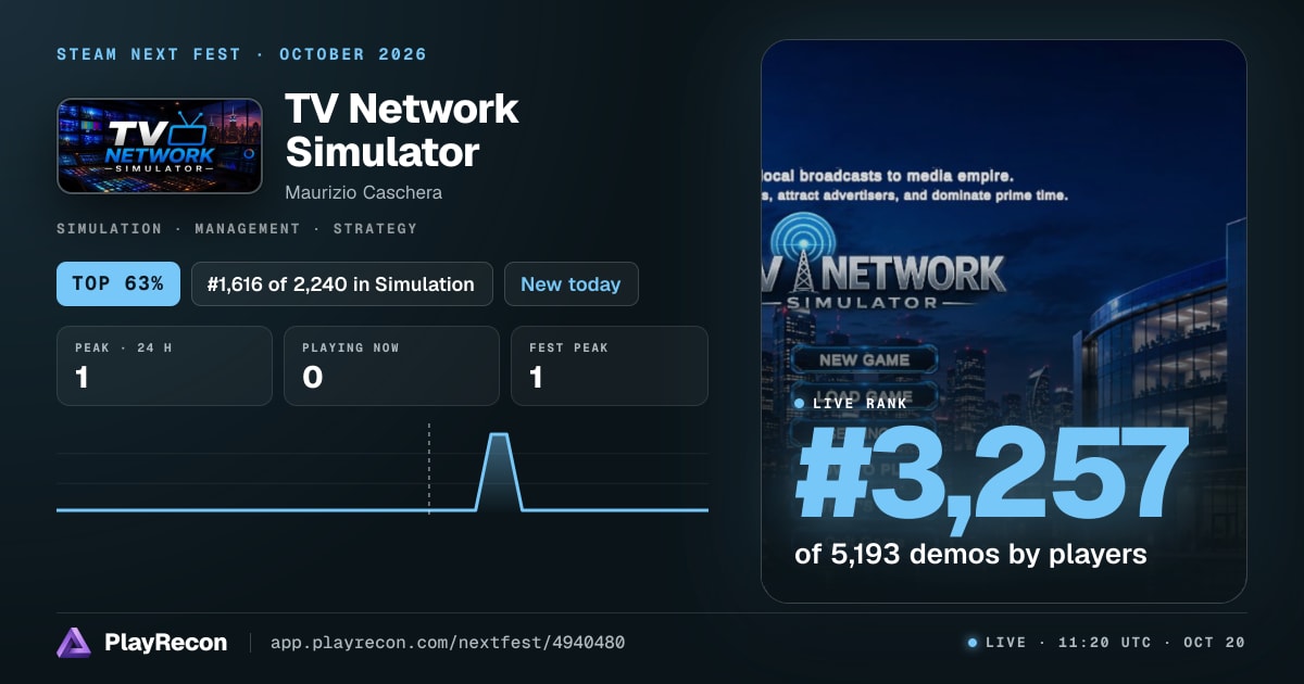 TV Network Simulator im Steam Next Fest