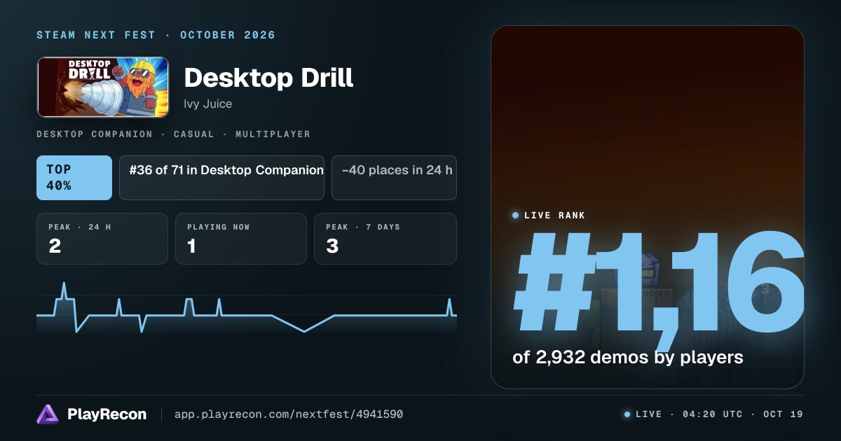 Desktop Drill in Steam Next Fest
