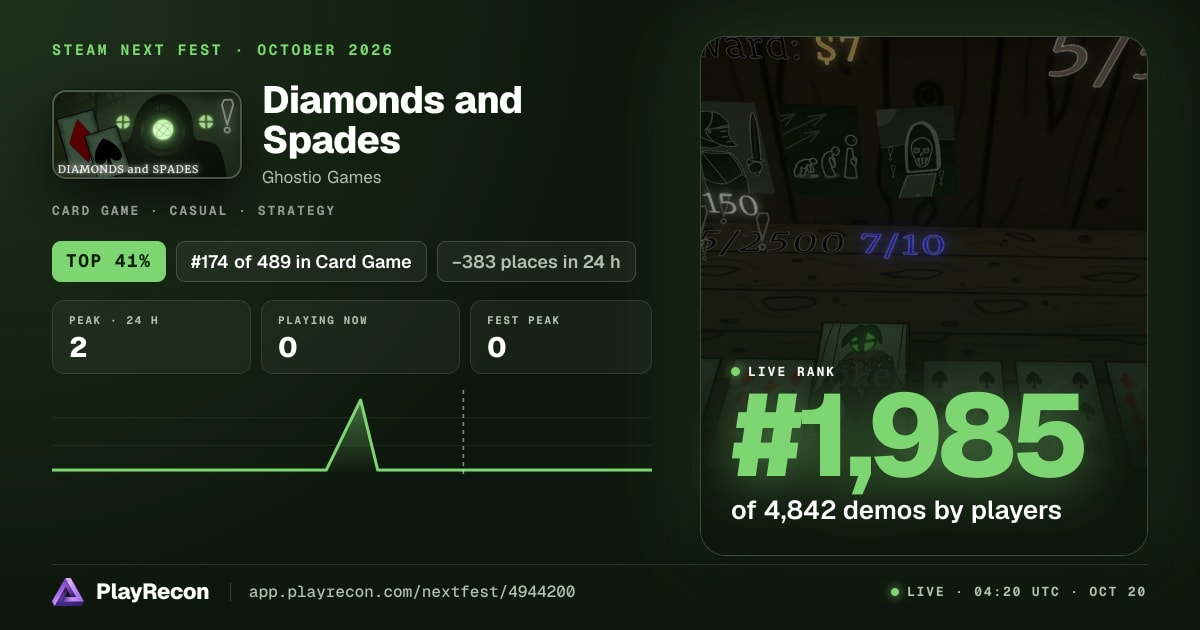 Diamonds and Spades im Steam Next Fest