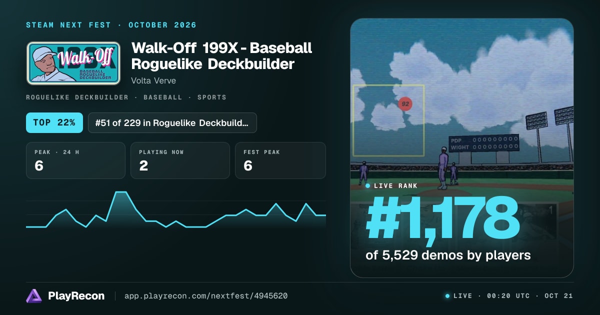 Walk-Off 199X - Baseball Roguelike Deckbuilder in Steam Next Fest