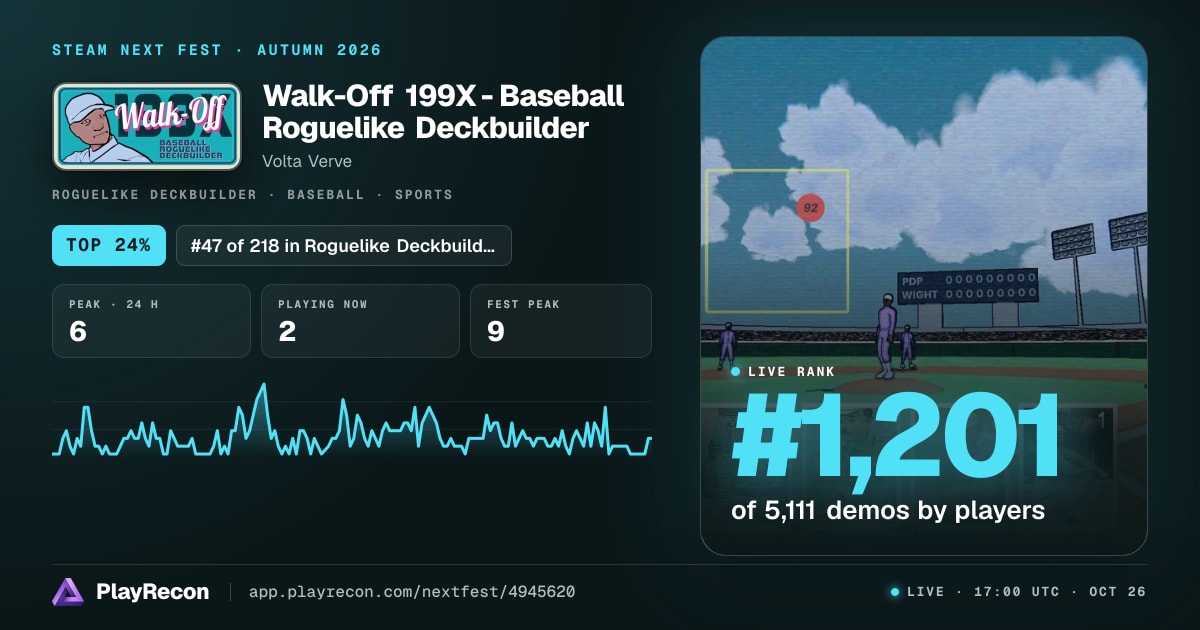 Walk-Off 199X - Baseball Roguelike Deckbuilder en el Steam Next Fest