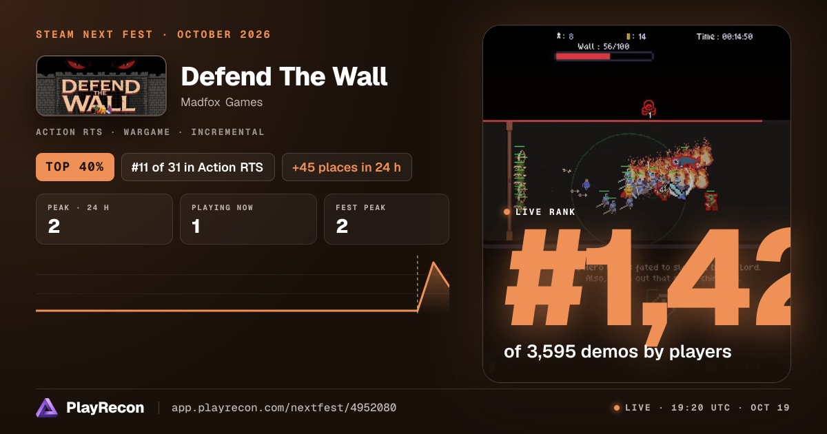 Defend The Wall in Steam Next Fest