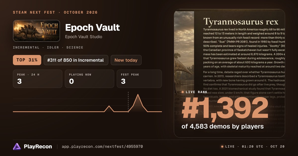 Epoch Vault en el Steam Next Fest