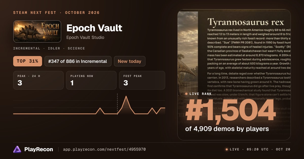 Epoch Vault in Steam Next Fest