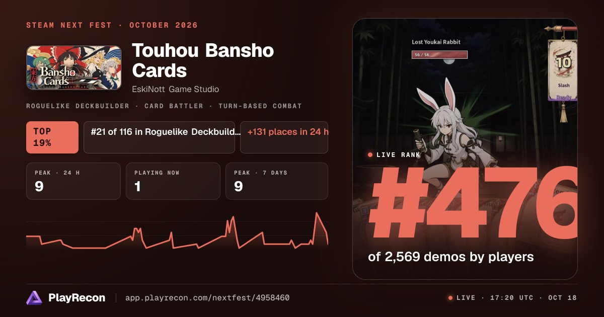 Touhou Bansho Cards in Steam Next Fest
