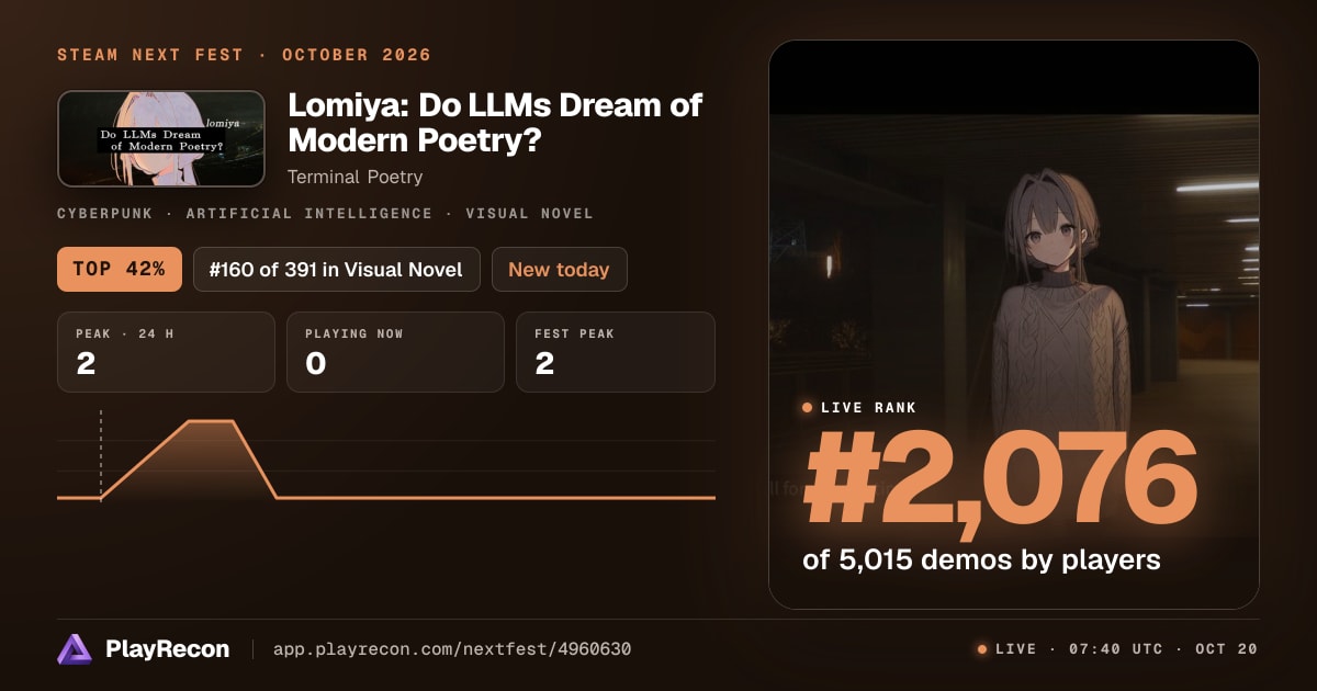 Lomiya: Do LLMs Dream of Modern Poetry? in Steam Next Fest
