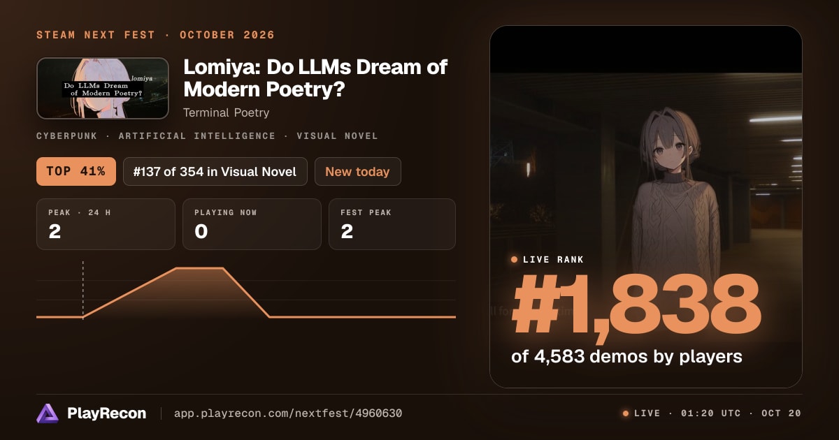 Lomiya: Do LLMs Dream of Modern Poetry? au Steam Next Fest