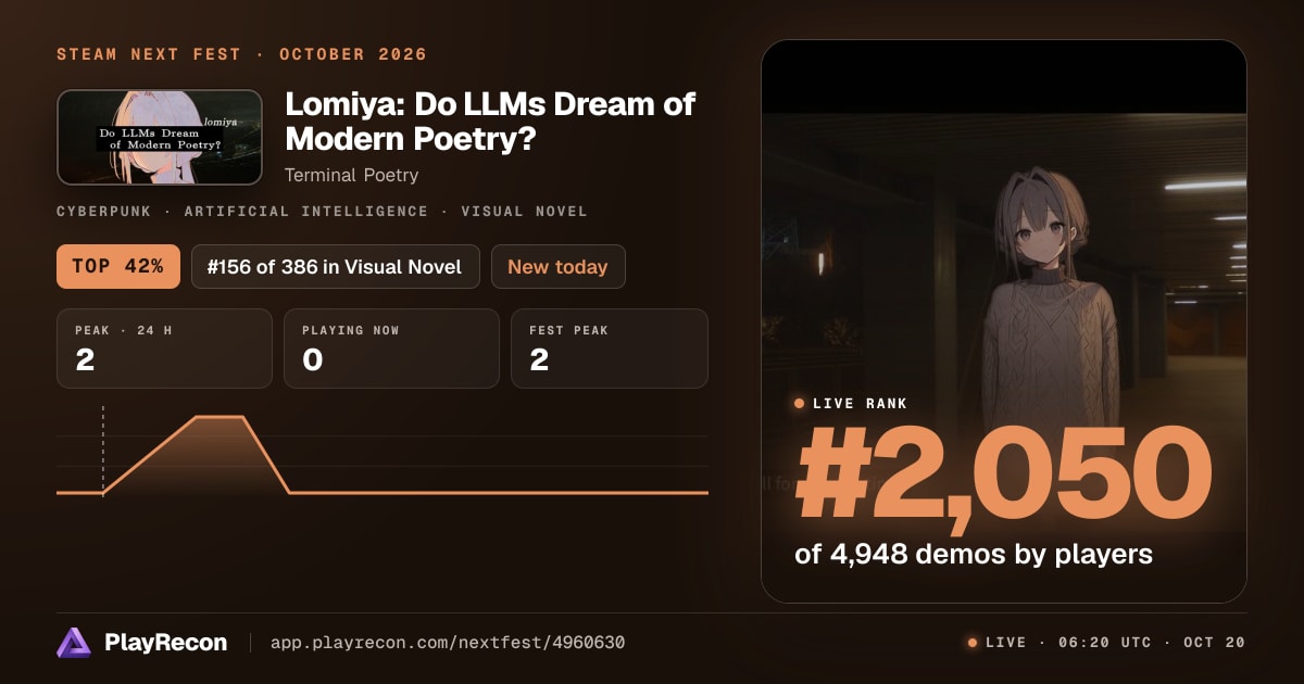 Lomiya: Do LLMs Dream of Modern Poetry? allo Steam Next Fest